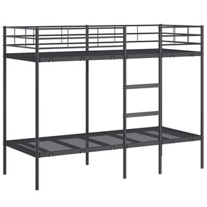 vidaXL Divstāvu gulta bez matrača Melns 75x190 cm Tērauds