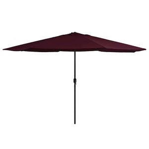 vidaXL dārza saulessargs ar metāla kātu, 390 cm, vīnsarkans