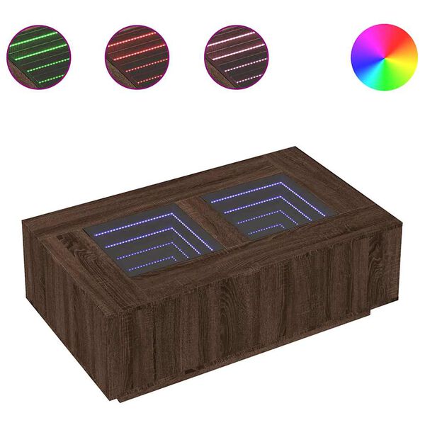 vidaXL kafijas galdiņ&scaron; ar LED, ozolkoka krāsa, 116x69x40 cm