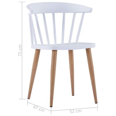 vidaXL virtuves krēsli, 2 gab., balta plastmasa