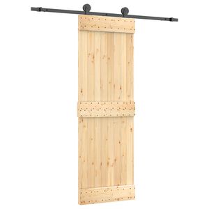 vidaXL Slīdo&scaron;ās durvis Dabiska un melna 70 x 210 cm Cieta priedes koks
