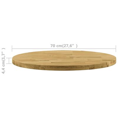 vidaXL galda virsma, 700 mm, 44 mm, apaļa, ozola masīvkoks