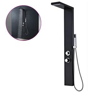 vidaXL du&scaron;as sistēma ar paneli, melns, matēts alumīnijs