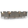 vidaXL 13-daļīgs dārza mēbeļu komplekts ar matračiem, pelēks