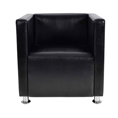 vidaXL atpūtas krēsls, kuba forma, melna mākslīgā āda