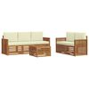 vidaXL Dīvāna komplekti 6 pcs Dabisks un krējuma Cietā akācijas koks