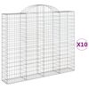 vidaXL arkveida gabiona grozi, 10gb., 200x30x160/180cm, cinkota dzelzs