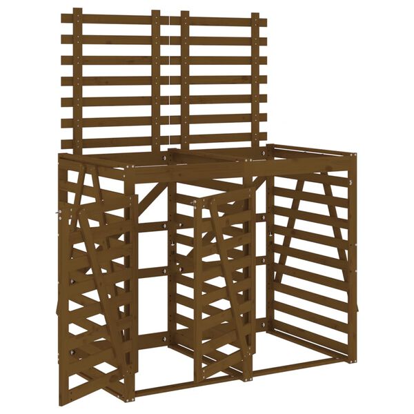 vidaXL 2 atkritumu tvertņu nojume, medus brūna, priedes masīvkoks