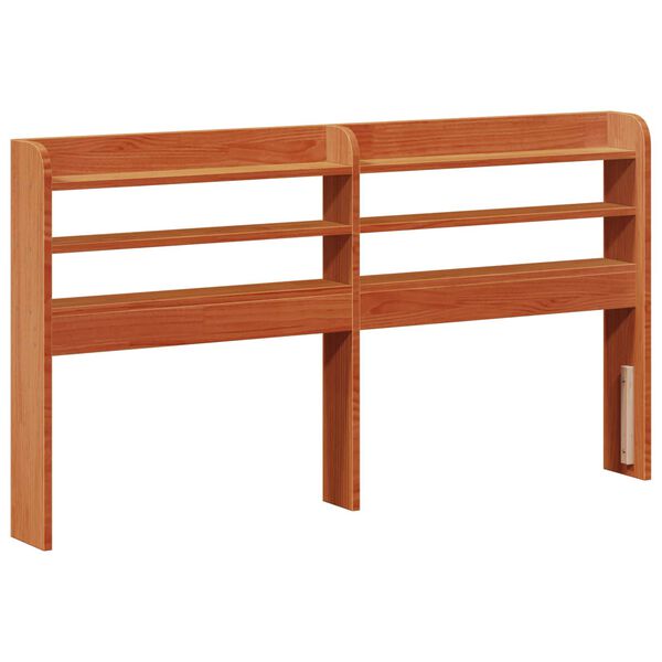 vidaXL Gultas rāmis ar galvas klāju 2 pcs Vaks brūns Cieta priede