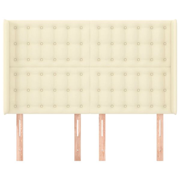 vidaXL galvgalis ar malām, 147x16x118/128 cm, krēmkrāsas mākslīgā āda