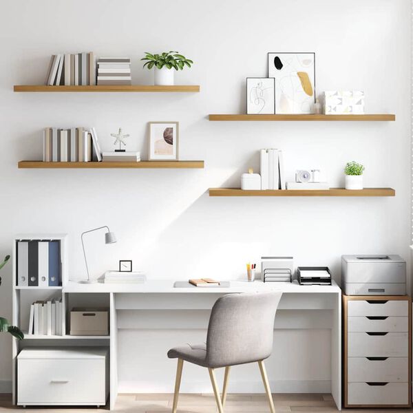 vidaXL Sienas plaukts 4 pcs Brūna 120 x 23,5 x 4 cm Inženierijas koks