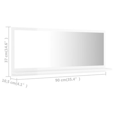 vidaXL vannasistabas spogulis, spīdīgi balts, 90x10,5x37 cm