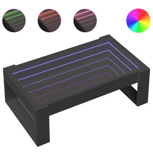 vidaXL kafijas galdiņ&scaron; ar LED, melns, 90x53x30 cm