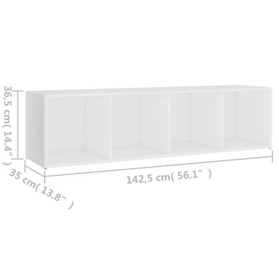 vidaXL TV plaukts, 142,5x35x36,5 cm, balts, skaidu plāksne
