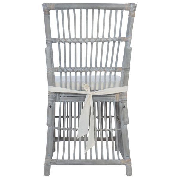 vidaXL virtuves krēsli ar spilveniem, 2 gb., pelēka dabīgā rotangpalma