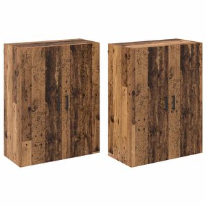 vidaXL Sienā piestiprināms skapis 2 pcs Vecs koks 69,5 x 34 x 90 cm