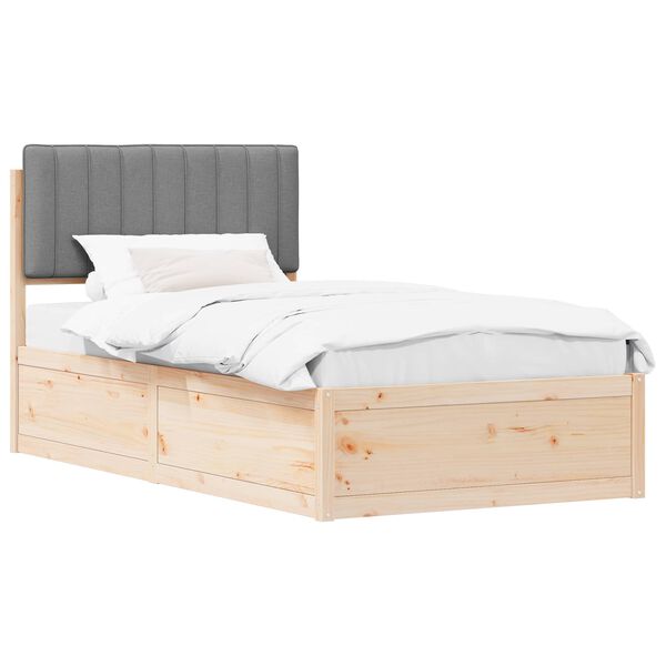 vidaXL Gultas rāmis ar polsterētu galvas balstu Gai&scaron;i pelēks