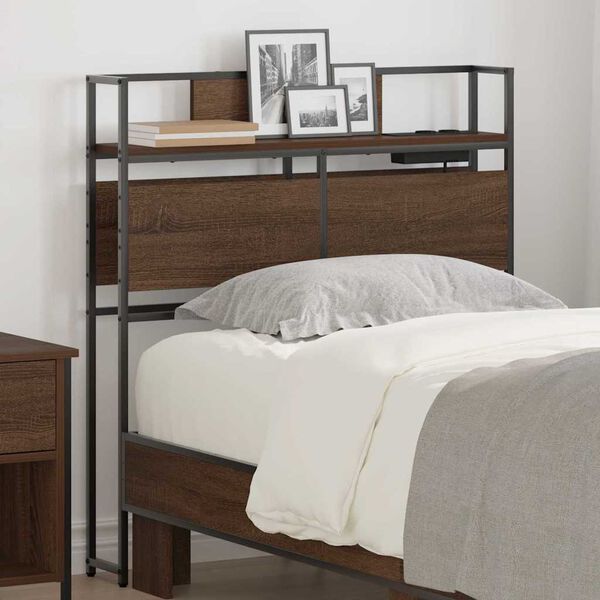 vidaXL Uzglabā&scaron;anas galvas balsts ar plauktu brūna ozolkoka 75 cm