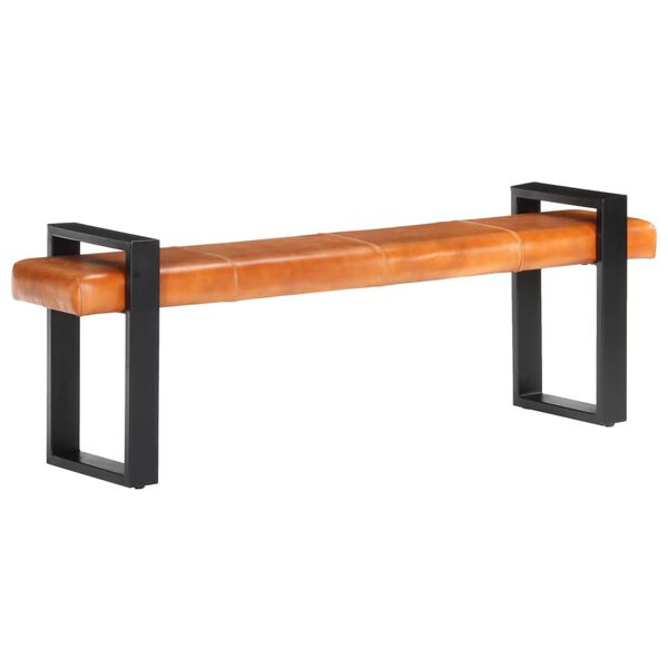 vidaXL sols, 160 cm, melns un brūns, dabīga kazas āda