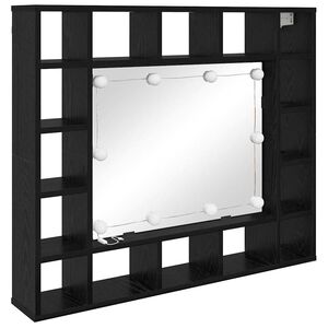 vidaXL Spoguļu skapis Melns ozolkoks 91 x 15 x 76,5 cm