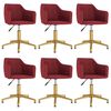 vidaXL grozāmi virtuves krēsli, 6 gab., vīnsarkans samts