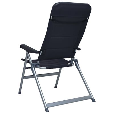 vidaXL atgāžami dārza krēsli, 2 gab., alumīnijs, melni