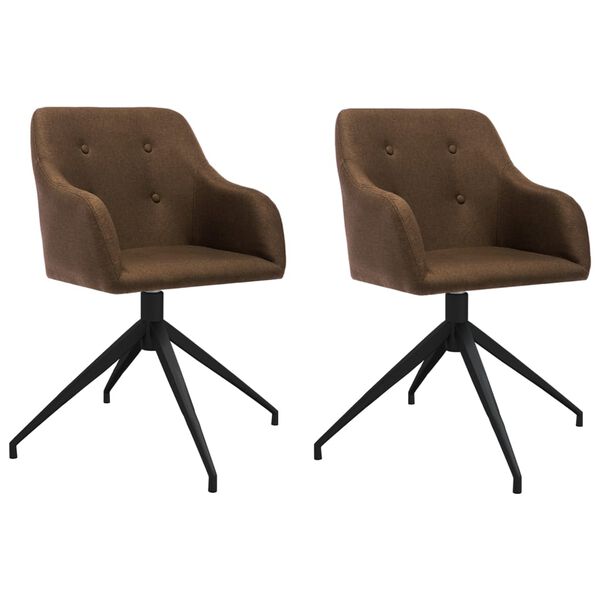 vidaXL grozāmi virtuves krēsli, 2 gab., brūns audums