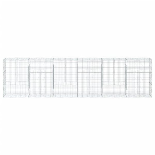 vidaXL gabiona grozs ar vāku, 600x50x150 cm, cinkota dzelzs