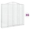 vidaXL arkveida gabiona grozi, 6 gb., 200x30x180/200cm, cinkota dzelzs