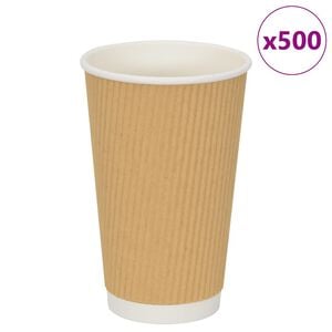 vidaXL papīra kafijas krūzes 500 gab. 16 unces 400 ml Brūni