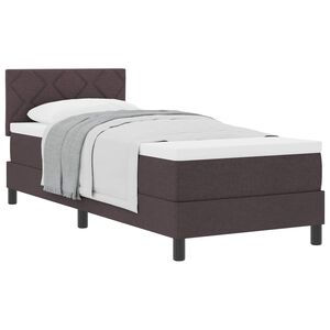 vidaXL Kastītes atsperu gulta Tum&scaron;i brūna 80 x 200 cm audums
