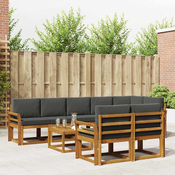 vidaXL Āra dīvānu komplekts ar spilvenu 9 pcs Dabisks un antracīts