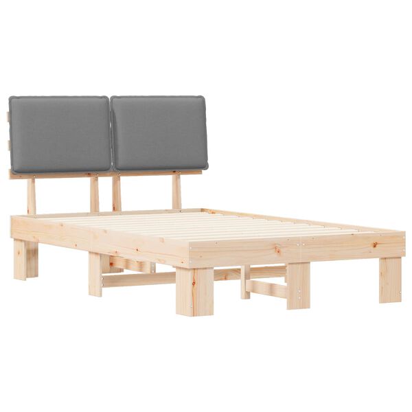 vidaXL Gultas rāmis ar polsterētu galvas balstu Gaiši pelēks