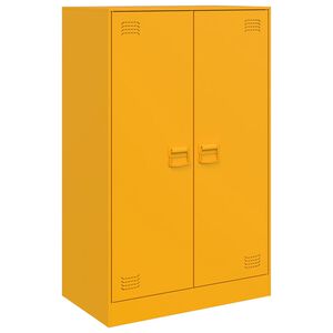 vidaXL kumode, sinepju dzeltena, 67x39x107 cm, tērauds
