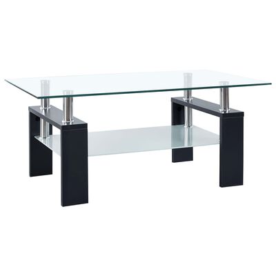 vidaXL kafijas galdiņš, 95x55x40 cm, rūdīts stikls, melns, caurspīdīgs