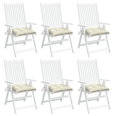 vidaXL dārza krēslu spilveni, 6 gab., krēmbalti, 50x50x7 cm, audums