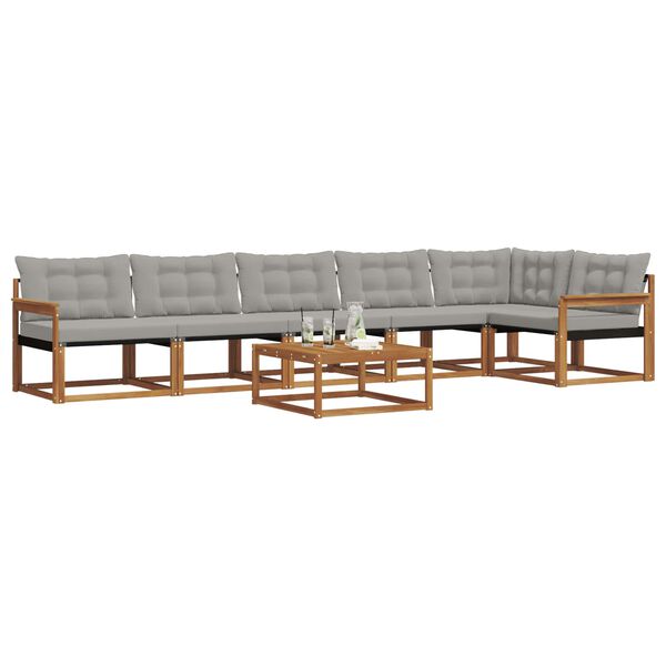 vidaXL Āra dīvānu komplekts ar spilvenu 7 pcs Dabīgs un gai&scaron;i pelēks