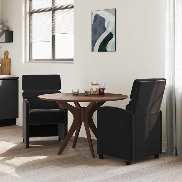vidaXL Ēdamgalda krēsli ar ritenī&scaron;iem 2 pcs Melna 58 x 65 x 98 cm