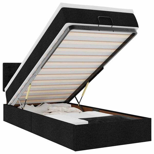 vidaXL Osmaņu gultas rāmis ar matrača melns 90x190 cm audums