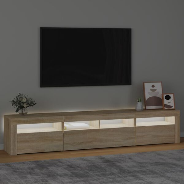 vidaXL TV skapītis ar LED apgaismojumu, ozolkoka krāsa, 210x35x40 cm