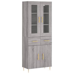 vidaXL augstais skapis, pelēks, 69,5x34x180 cm, inženierijas koks