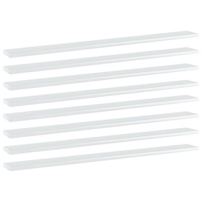 vidaXL plauktu dēļi, 8 gab., balti, 100x10x1,5 cm, skaidu plāksne