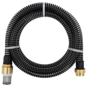 vidaXL sūk&scaron;anas &scaron;ļūtene ar misiņa savienotājiem, melna, 1,1", 3 m, PVC