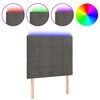 vidaXL gultas galvgalis ar LED, 90x5x118/128 cm, tum&scaron;i pelēks samts