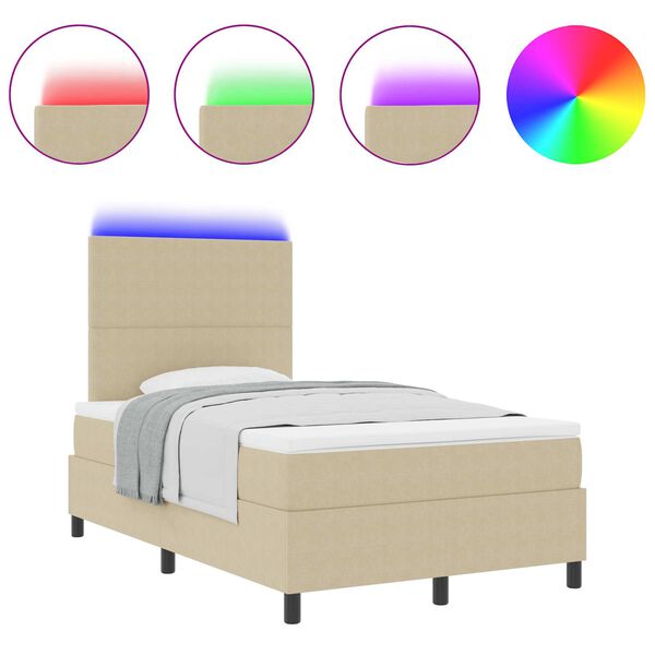 vidaXL Kastītes atsperu gulta Gaiši pelēks un balts 203 x 120 x 128 cm