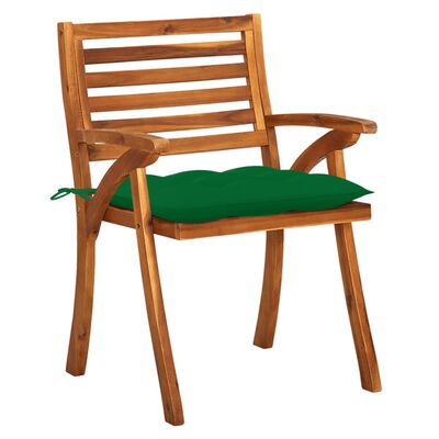 vidaXL dārza krēsli ar matračiem, 4 gab., akācijas masīvkoks