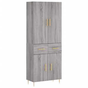 vidaXL augstais skapis, pelēks, 69,5x34x180 cm, inženierijas koks