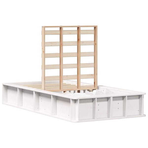 vidaXL Gultas rāmis Balts 90 x 200 cm Ciets priedes koks