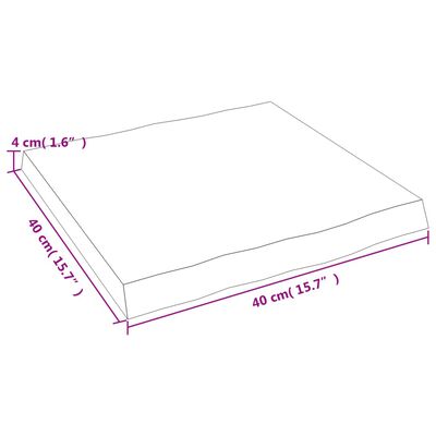 vidaXL galda virsma, 40x40x(2-4) cm, masīvkoks, dabīgas formas mala