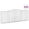 vidaXL arkveida gabiona grozi, 15gb., 400x50x140/160cm, cinkota dzelzs